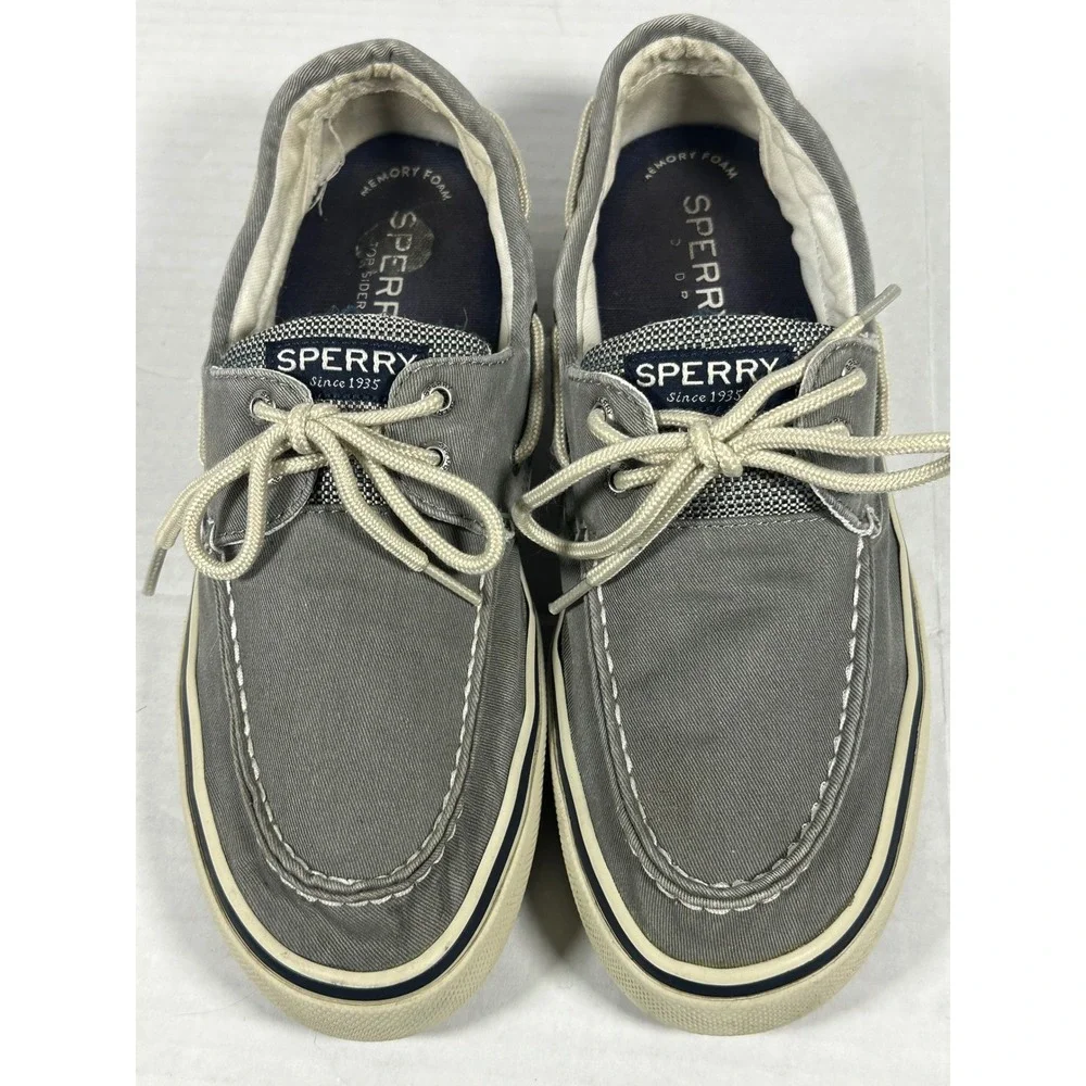 Sperry Bahama II Mens Grey Canvas Boat‎ Shoes Sneakers 0772830 Size 10.5